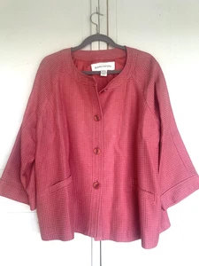 DONCASTER Damen Blazer Sakko Größe 22 W Knopfleiste gefüttert Koralle Seide Baumwolle - Bild 1 von 17