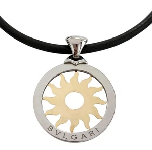 BVLGARI Tondo Sun Pendant Necklace Top 750/SS Yellow Gold Ladies Jewelry 19.5" - Picture 1 of 8