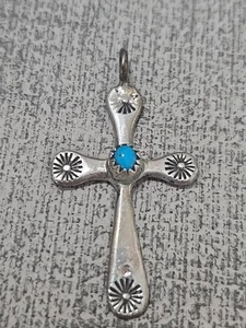 Vintage Silber Türkis Kreuz Anhänger Indianer Angebot NP84 - Bild 1 von 7