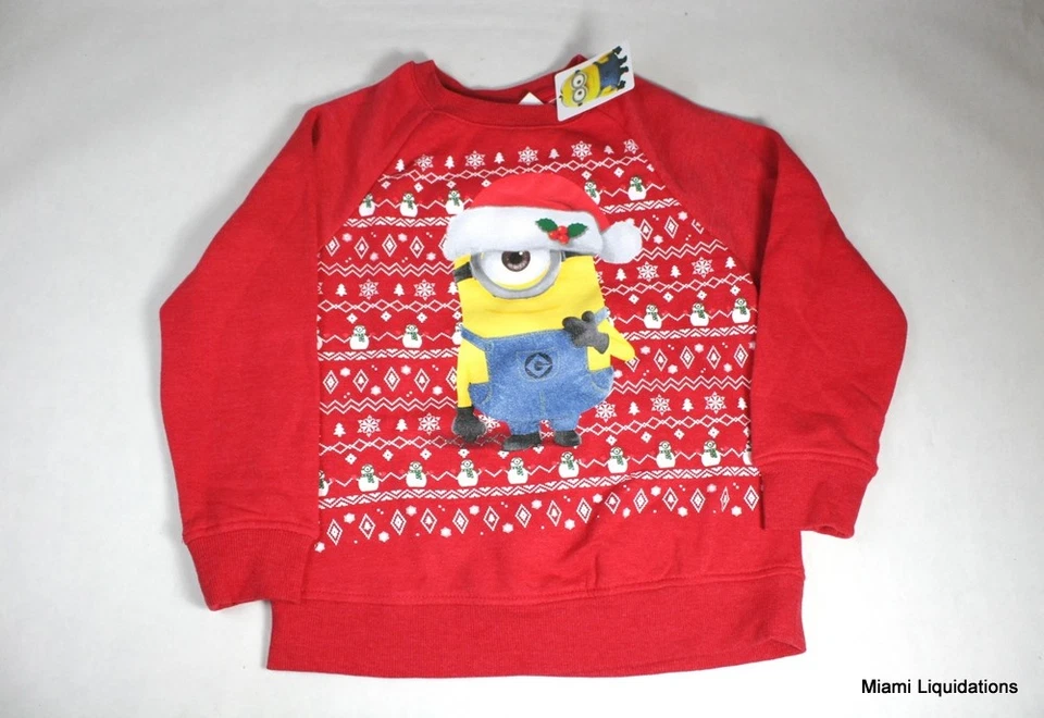 Méprisable Moi Pull Hybrid Petit 8 Rouge Vacances Noël Cible Garçons S - Photo 1/1