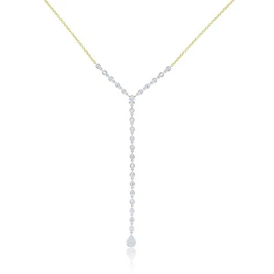 Meira T 14k Yellow Gold Diamond Bezel Y Charm Necklace - Image 1 of 4