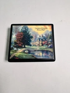 Thomas Kinkade Painter Of Light Set Of 5 Coasters 4.25x3.5 Wooden Box - Picture 1 of 8