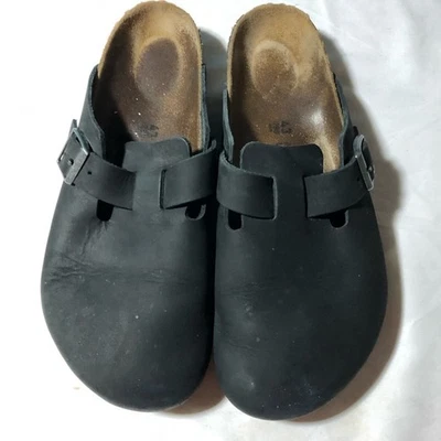 Zuecos Birkenstock Boston cuero aceitado negro unisex 43 (hombre talla 10) plantilla suave Foto 1 de 4