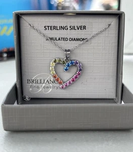 Collar de plata de ley con corazón arco iris - Imagen 1 de 2