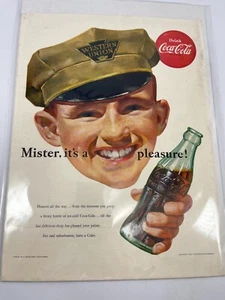 Anuncio de Coca-Cola 1952 impreso vintage de Western Union - Imagen 1 de 4