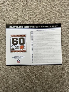 CLEVELAND BROWNS 60° ANNIVERSARIO NFL TEAM PATCH CARD Willabee & Ward INDOSSATA 2006 - Foto 1 di 5