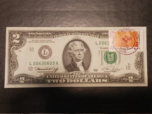 1976 2 $ DOLLARSCHEIN MIT USPO-MARKE VOM 13. APRIL 1976 ~ SAN FRANCISCO, CA - Bild 1 von 2