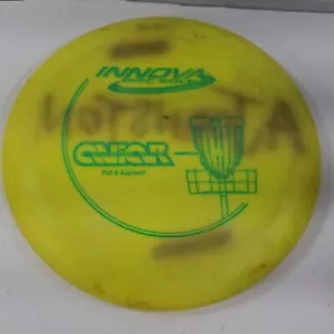 Patent Numbered Golf Frisbee Aviar Putt Approach Putter Innova Disc Yellow 146g - Picture 1 of 11