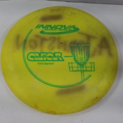 Patent Numbered Golf Frisbee Aviar Putt Approach Putter Innova Disc Yellow 146g - Image 1 of 4