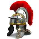 Römischer Helm Kaiserlicher Mittelalter Gallischer Zenturion Helm Soldat Feder rot 18GA