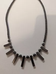 Black Tone chocker Necklace With Dangle bars & Beads, Statement Costume Jeweller - Picture 1 of 4
