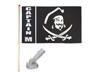 5' Wooden Flag Pole Kit W/ Nylon White Bracket 3x5 Pirate Captain M Poly Flag