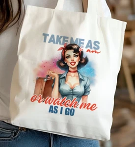 Take Me As I Am Sarcastic Funny Tote Canvas Bag Gift Christmas Stocking Filler - Picture 1 of 2