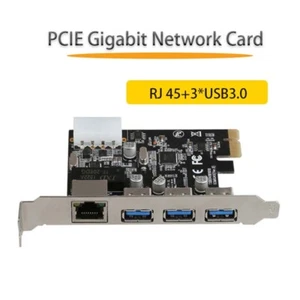 1000M Game Gigabit PCIE Network Card Ethernet USB3.0 HUB RJ45 LAN Adapter For PC - Afbeelding 1 van 6