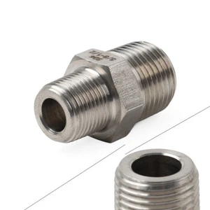 1pc 3/8" BSPP Male to 1/2" NPT Male 304 Stainless Hex Nipple Pipe Fitting - Foto 1 di 11