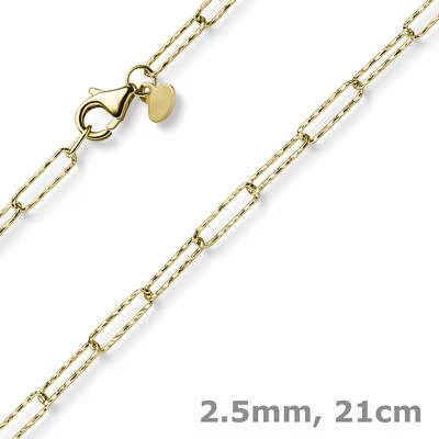 2,5mm Paper Clip Weit-Ankerarmband Armkette 585 Gold Gelbgold strukturiert 21cm - Bild 1 von 2
