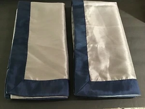 Waverly 2 Gray With Blue Trim Euro Pillow Shams 29" X 29" - Picture 1 of 3