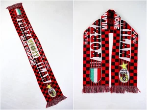 90s Vintage Forza Milan Campione Red Multicolor Soccer Football Scarf - Picture 1 of 7
