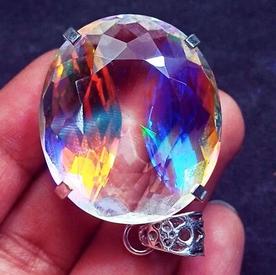 Mystic Quartz Multi-Color GS Solid Silver 101.80 Ct Certified Loose Gems Pendant - Image 1 of 4