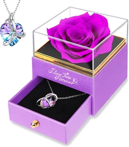Valentines Day Gifts Preserved Flowers: Purple Roses Mothers Day for Girlfriend - Picture 1 of 12