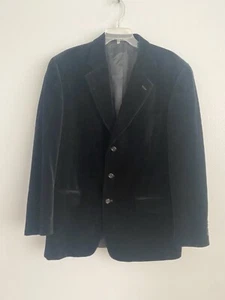 Alfani for Macy's Mens Size 44L 100% Cotton Black Velvet Blazer Sport Coat - Picture 1 of 12