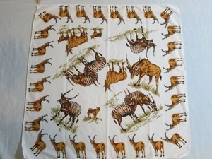 Bufanda para damas africana gigante Eland blanca marrón puntada a mano dobladillo 27 x 27 poliéster - Imagen 1 de 5