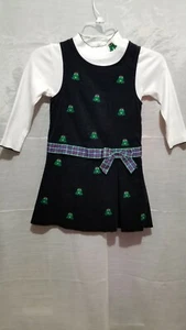 Bonnie Jean Girls Size 5 Corduroy Long Sleeves Dress Embroidered multiple Frogs - Picture 1 of 5