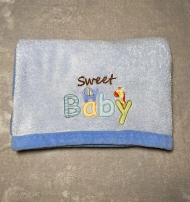 Carter's Child of Mine Sweet Baby Blanket Blue Fleece Elephant Giraffe Lovey - Image 1 of 3