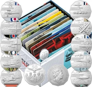 2021 RAAF 50c Coloured Unc 11 Coin Set - Centenary of Air Force - Foto 1 di 1