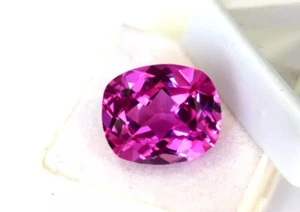 Pink Sapphire Cushion Cut GIE Certified Loose Gemstone Natural 10 Ct - Picture 1 of 5