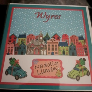 NEW (in cello) Welsh Granddaughter Christmas Card - Town Design - Nadolig Llawen - Picture 1 of 1