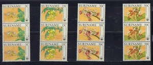 SURINAM 1986 WWF ORCHIDEEN BLUMEN STREIFEN X 3 743-746 SET POSTFRISCH POSTFRISCH - Bild 1 von 1