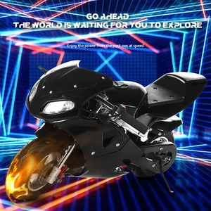 Black Pocket Motorbike Mini Motorcycle Gas Powered 2 Stroke 49CC Kids Boys Girls - Picture 1 of 12