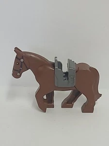 LEGO Brown Horse Movable Legs Black Eyes Grey Sattle 10352 10353 - Picture 1 of 4