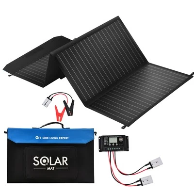 300W 12V Solar Mat Flexible Folding Solar Panel Blanket Generator Camping Power - image 1 of 4