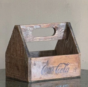 Vintage Holz Coca-Cola Flaschenträger rustikal Soda Kiste mit Griff klein - Bild 1 von 21