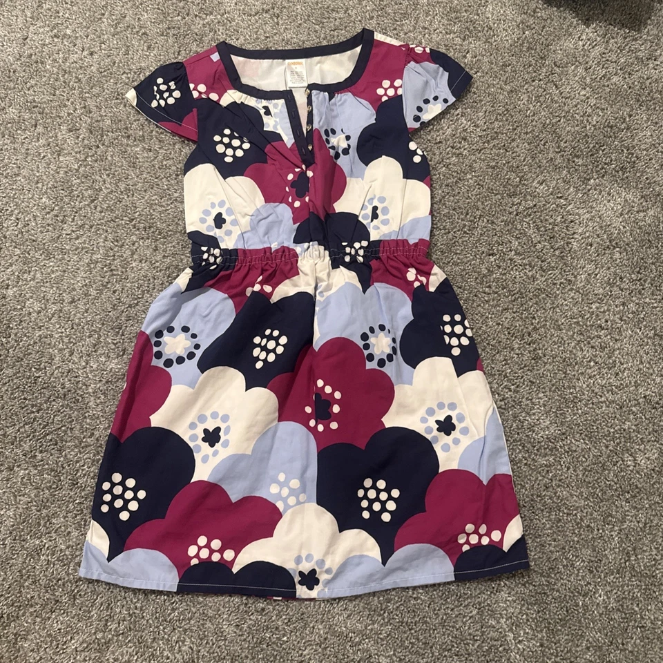 Vestido Gymboree Niña Talla 8 Azul Oscuro Y Claro Flor Magenta Foto 1 de 2