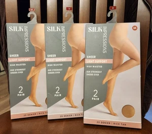 Silk Impressions Sheer Light Support High Waist M Strumpfhose 6 Paar Rich Tan NEU - Bild 1 von 2