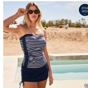 Bandeau Lands End 14L TANKINI AZUL RAYAS SIN TIRANTES - Imagen 1 de 7