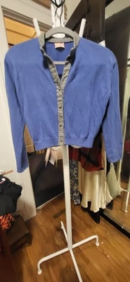 Vintage Heatherton Cashmere Scotland Blue & Gray Trim - Embroidered Sweater S - Image 1 of 4