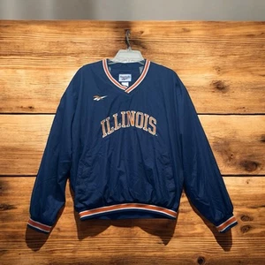 Reebok VTG Chief Illiniwek Illini University Illinois Pullover Windbreaker - Picture 1 of 7
