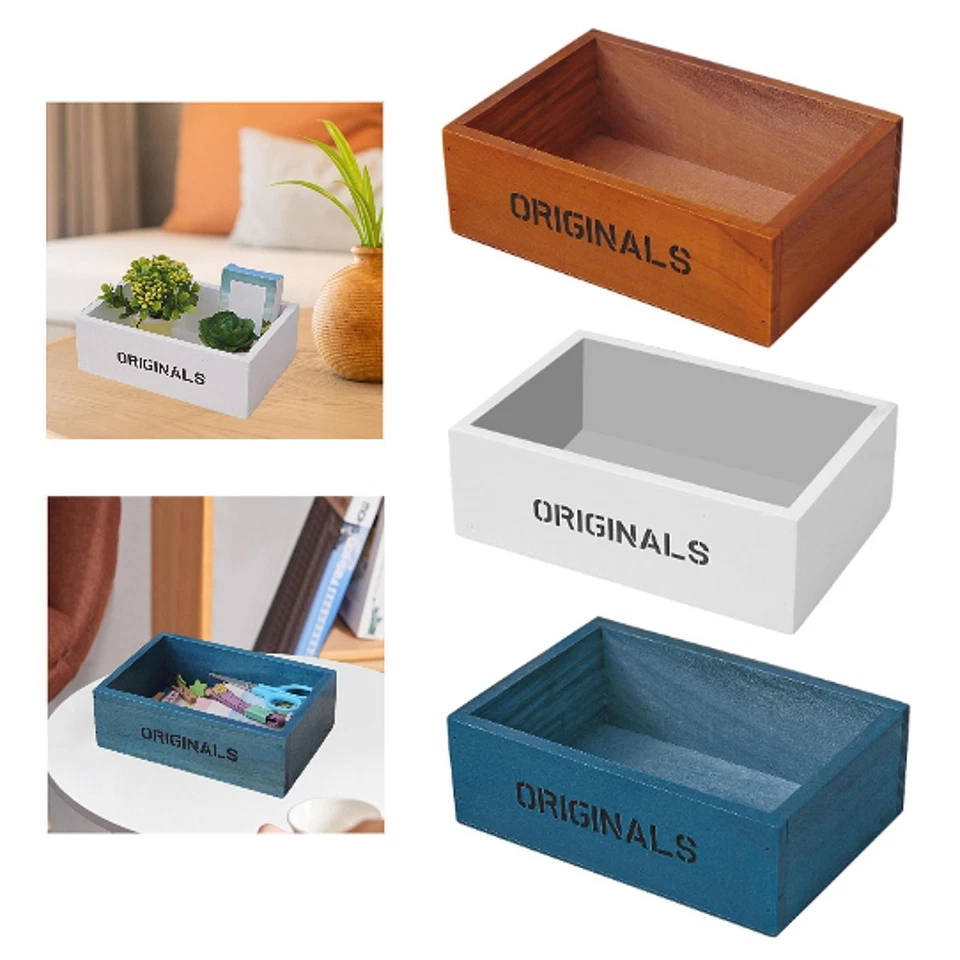 Open Top Wooden Box Organizer Holder Table Centerpiece Decorative Box Container - Image 1 of 1