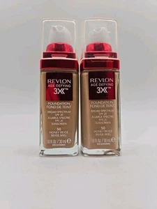 2 Revlon Age Defying 3X Foundation - #50 Honey Beige - New - Picture 1 of 1
