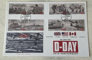 IOM QEII 2004 D-Day Se-Tenant Pairs FDC Douglas Isle Of Man SHS - Bild 1 von 3