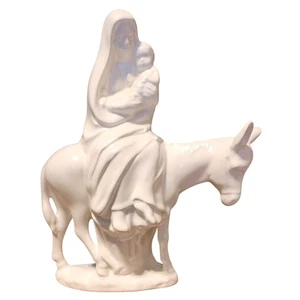 VTG Religious Figurine Virgin Mary Infant Jesus Donkey Ceramic Statue Gift - Picture 1 of 4
