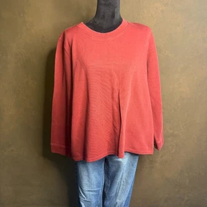 Camisa pulóver Orvis 100 % algodón para mujer XL roja manga larga cuello redondo calce relajado - Imagen 1 de 7