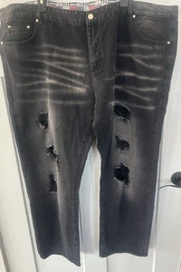 Jeans denim nero invecchiato moda classico nuovo con etichette taglia 5XL Made It Italy cucitura interna 30" - Foto 1 di 13