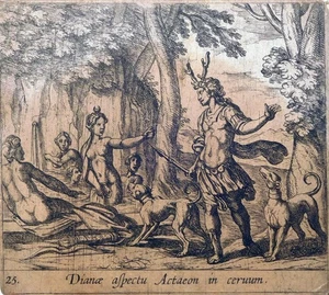 Radierung, Diana und Actaeon, Antonio Tempesta, 1606, Bartsch 662, Metamorphosen - Bild 1 von 4