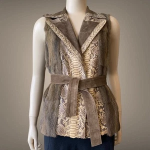 Roberto Just Cavalli FW 2005 Real Python skin and Fur Vest Size 40 IT S - Picture 1 of 22