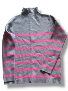 Ladies Grey & Pink Striped Turtleneck Jumper – Size M – Excellent Condition - Picture 1 of 6